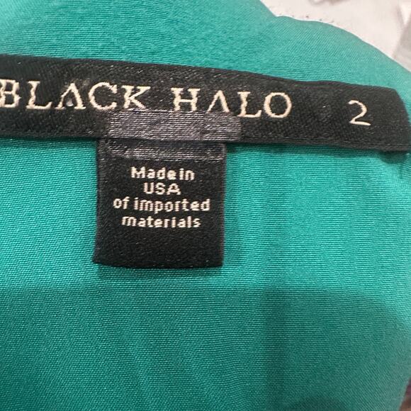 Black Halo Green Mini Sheath Dress Size 2 Career Work Professional Designer $400 - Picture 13 of 13